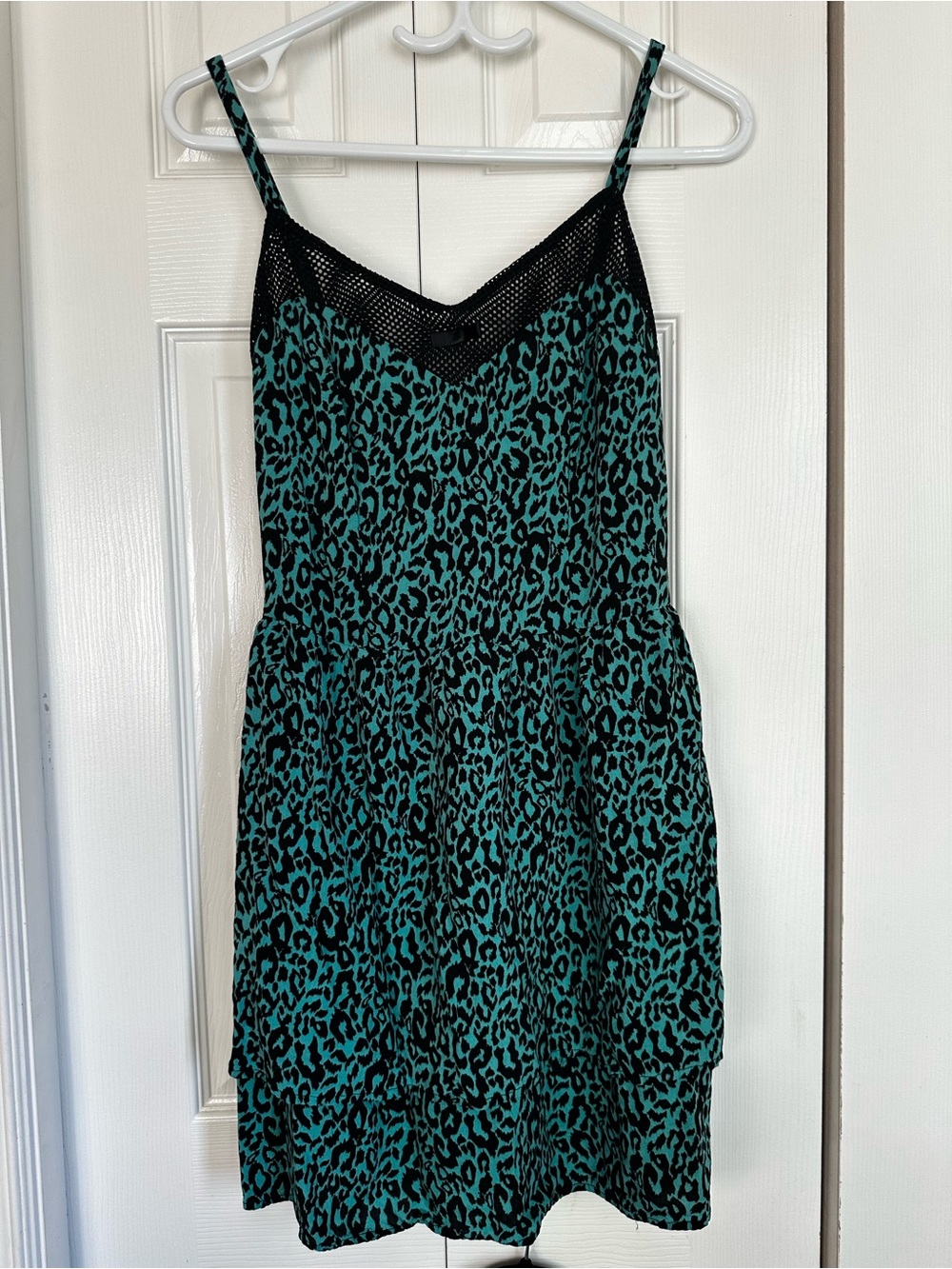 bebe Teal and Black Leopard Print Mini Dress #57